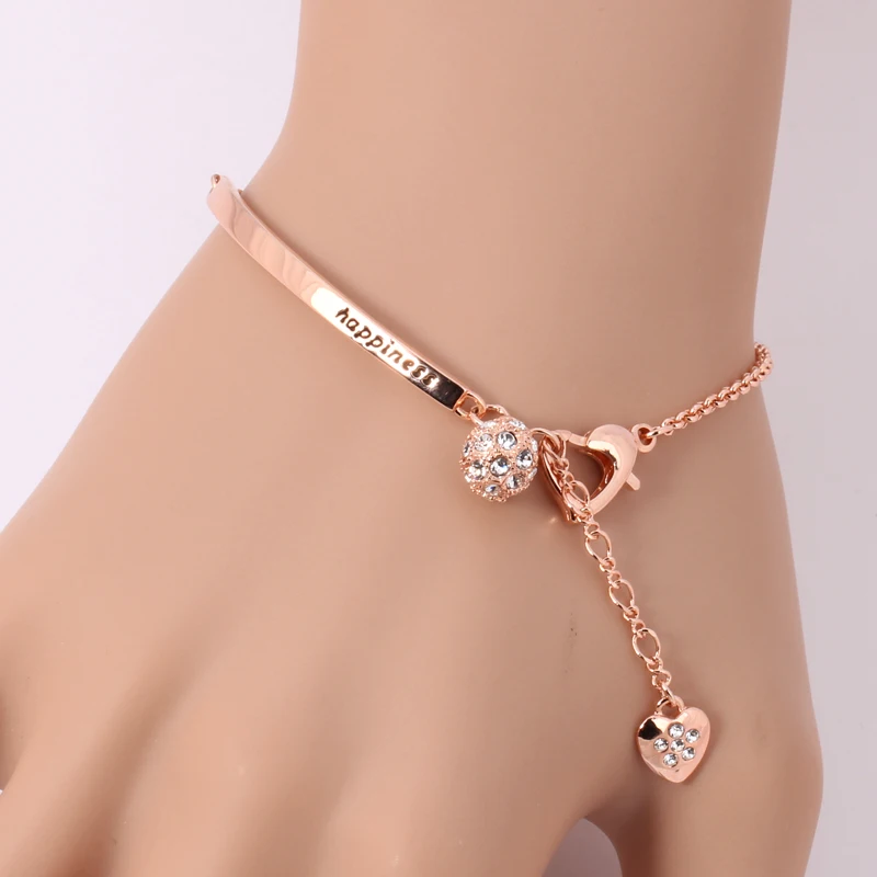 OL Style Cubic Zirconia Rose Gold Color Ball Fashion Party Charm Bracelets & Bangles Jewelry Top Quality ZYH196