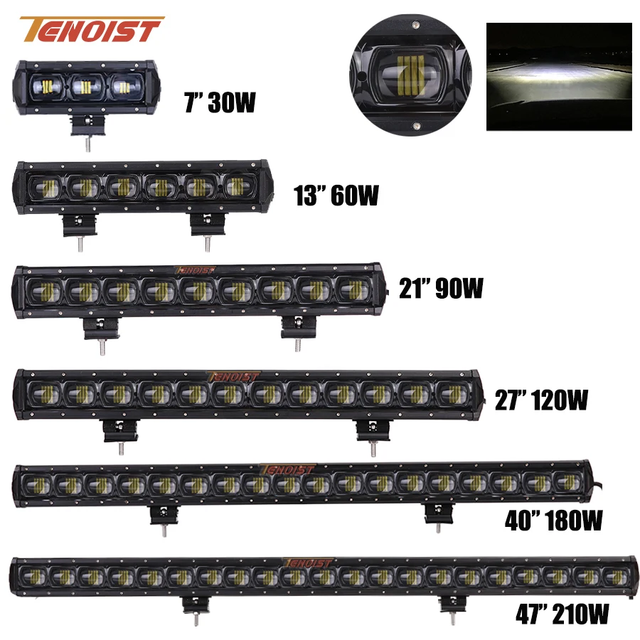 6D Lens 30W 60W 90W 120W 150W 180W 210W 240W Front Bumper Light Bar For Offroad ATV SUV Truck BUS Pickup 12/24V