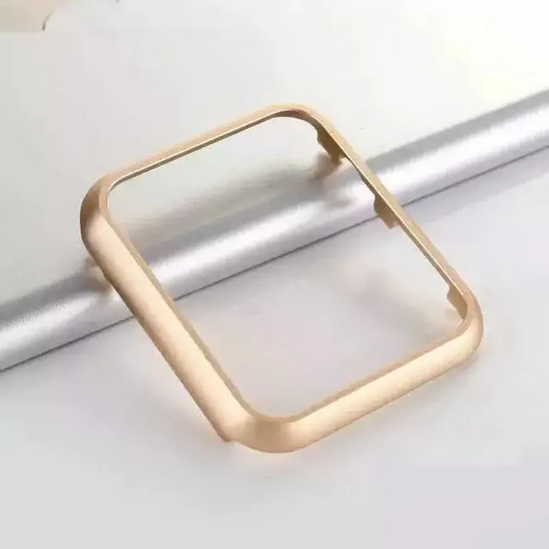 New Stainless Steel Alloy Metal Frame Holder Shell Case For Apple Watch iWatch 38 42 40 41 44 45 49mm  Protector Case Rose Gold