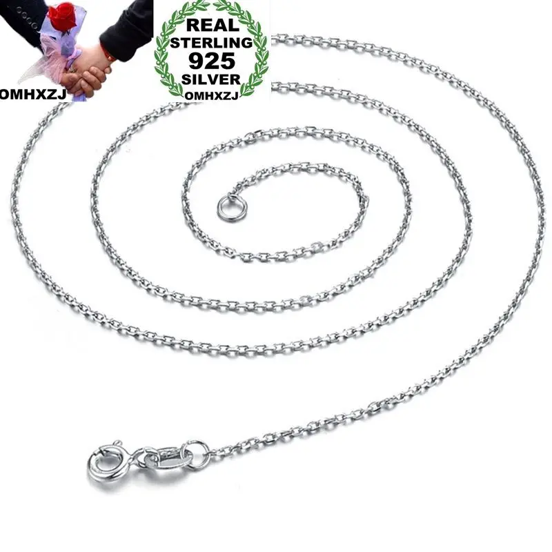 OMHXZJ Wholesale Personality Fashion OL Woman Girl Party Gift Silver 2MM Cross Chain S925 Sterling Silver Chain Necklace NC181