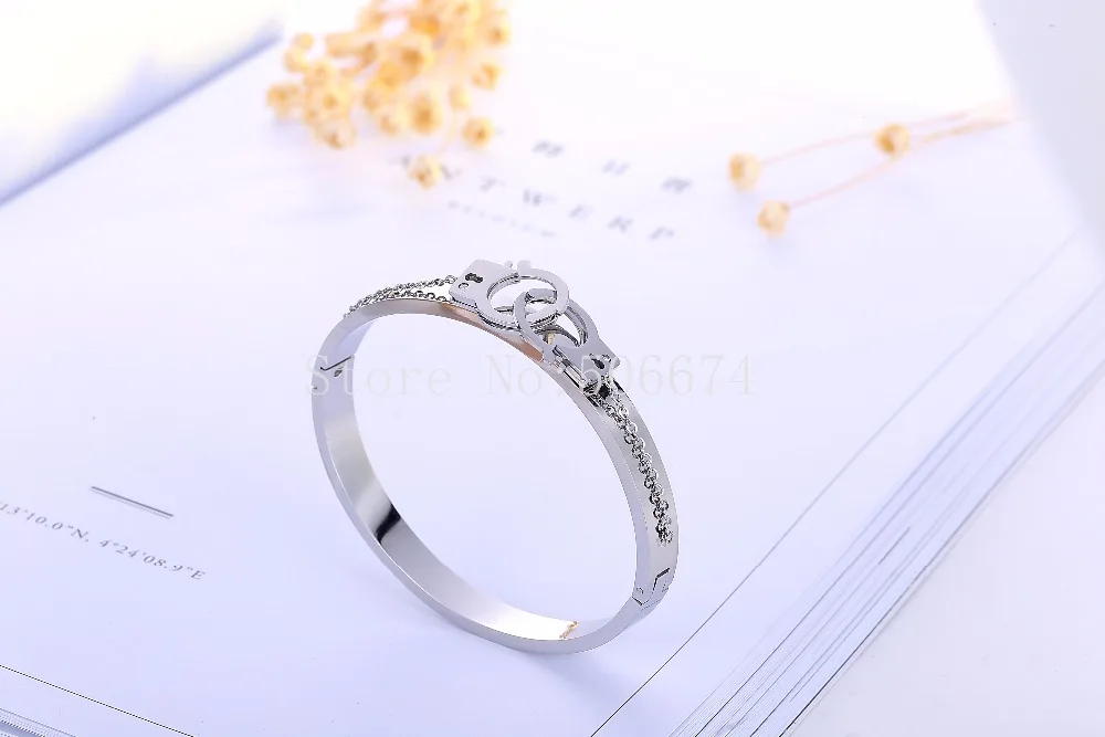 Top Quality Couple Lock Love CZ brand Fashion Jewelry Cuff Carter Bracelets Bangles 316L Stainless Steel Bracelets For Women image 5