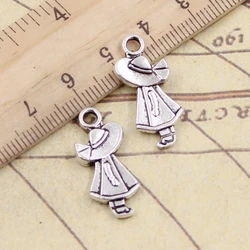 10pcs Charms Girl Hat 12x24mm Tibetan Bronze Silver Color Pendants Antique Jewelry Making DIY Handmade Craft