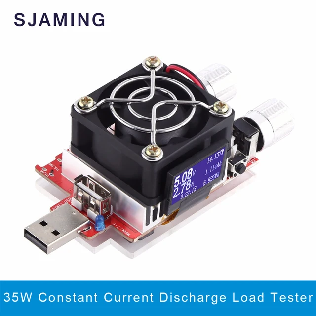 35w usb obciążenie elektroniczne regulowany stały prąd rezystor starzenia tester pojemności napięcia akumulatora qualcomm qc2.0/3.0 woltomierz
