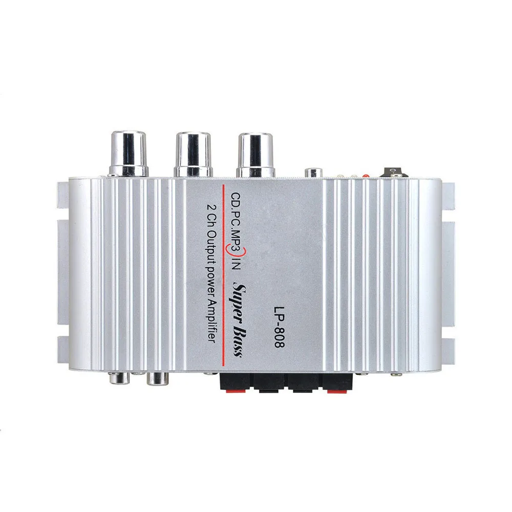 LP-808 mini HiFi digital power Car Amplifier for Mobile phone MP3 PC 20W X2 RMS home amplifier 12V Super Bass