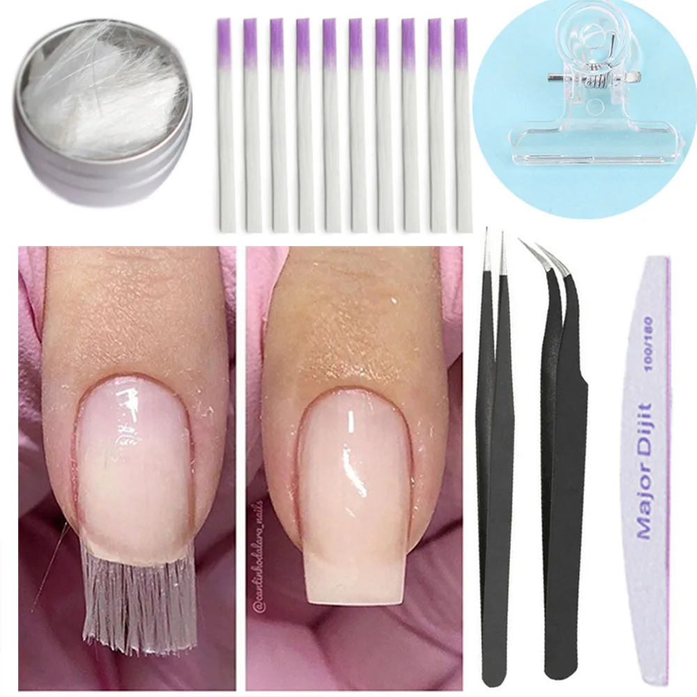 5pcs Fiberglass Nail Extension Glass Fibernails Fiber Nail Silk Extension Repair Set Nail Form Acrylic Tips False Nail