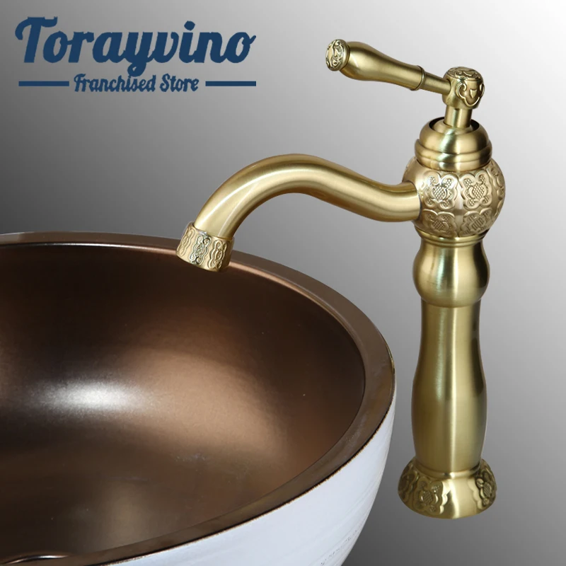 

Bathroom taps Basin Torneira Sink Faucet Vintage hot & cold mixer tap Antique brass deck mounted taps single handle faucets