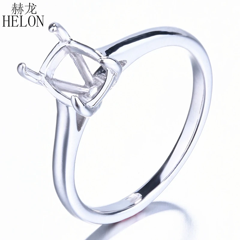 

HELON Sterling Silver 925 7.5x5mm to 8.5x6mm Cushion Cut Engagement Wedding Semi Mount Solitaire Ring For Women Fine Jewelry