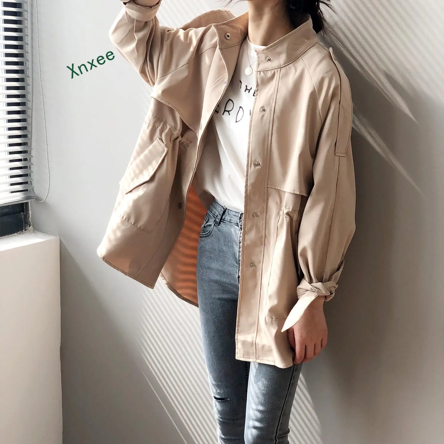 

Xnxee women coat Windshield Short Style Spring New Korean Top Student Loose Coat women clothes jacket duster coat