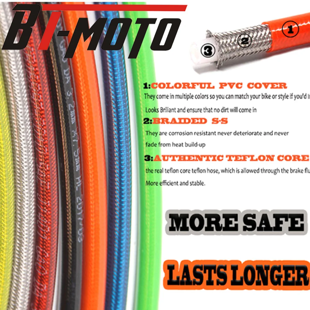 10mm 28° Universal Braided Steel Reinforce Tube Hydraulic Brake Clutch Oil Hose 90cm Line Pipe For ATV Dirt Pit Racing Bike Moto
