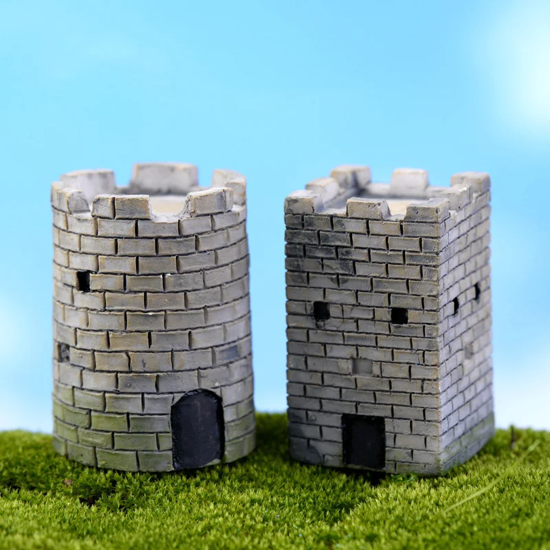 1pc Resin Ancient Castle Figurine Landscape Figure Home Decor Miniature Fairy Garden Ornament Decoration Accessories Modern