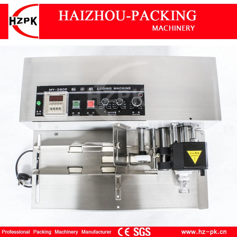 HZPK الحبر الصلب تاريخ رمز آلة طباعة مكتب نوع الحروف الترميز العد قذيفة الحديد آلة التعبئة الصغيرة تسميات أكياس MY-380F