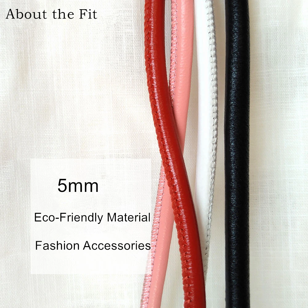 5mm 2M/Roll Stitched Lamb Leather Cord With Cotton Core Sutural Sheepskin Real Leather Rope For Bracelet Necklace Jewelry Making