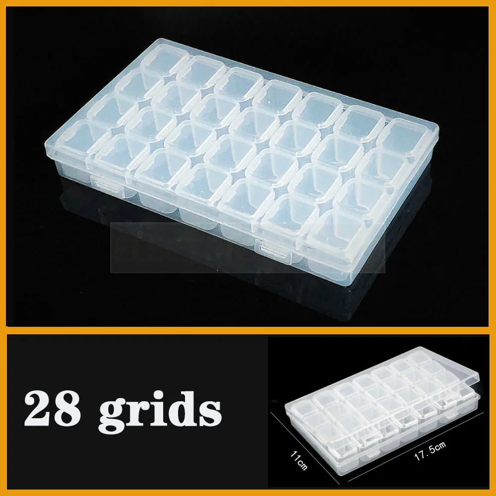

Plastic Box 28 Slots Accessories Container Clear Empty Nail Art Decoration Storage Case Box Nail Glitter Rhinestone Beads