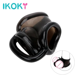 IKOKY-anillo elástico para el pene para hombres, Juguetes sexuales para retrasar la eyaculación, masturbador masculino, consolador, extensor, producto para adultos, tienda erótica