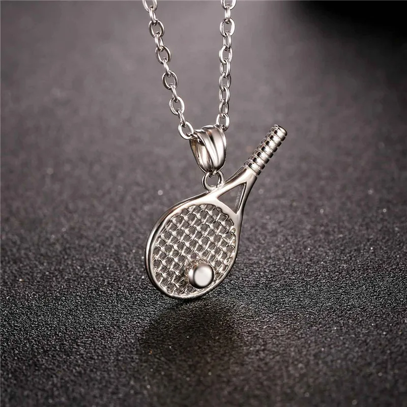 U7 Men Stainless Steel Tennis Racket Ball Pendant Necklace Gold Color Jewel Gift for  Sports Lover Unisex