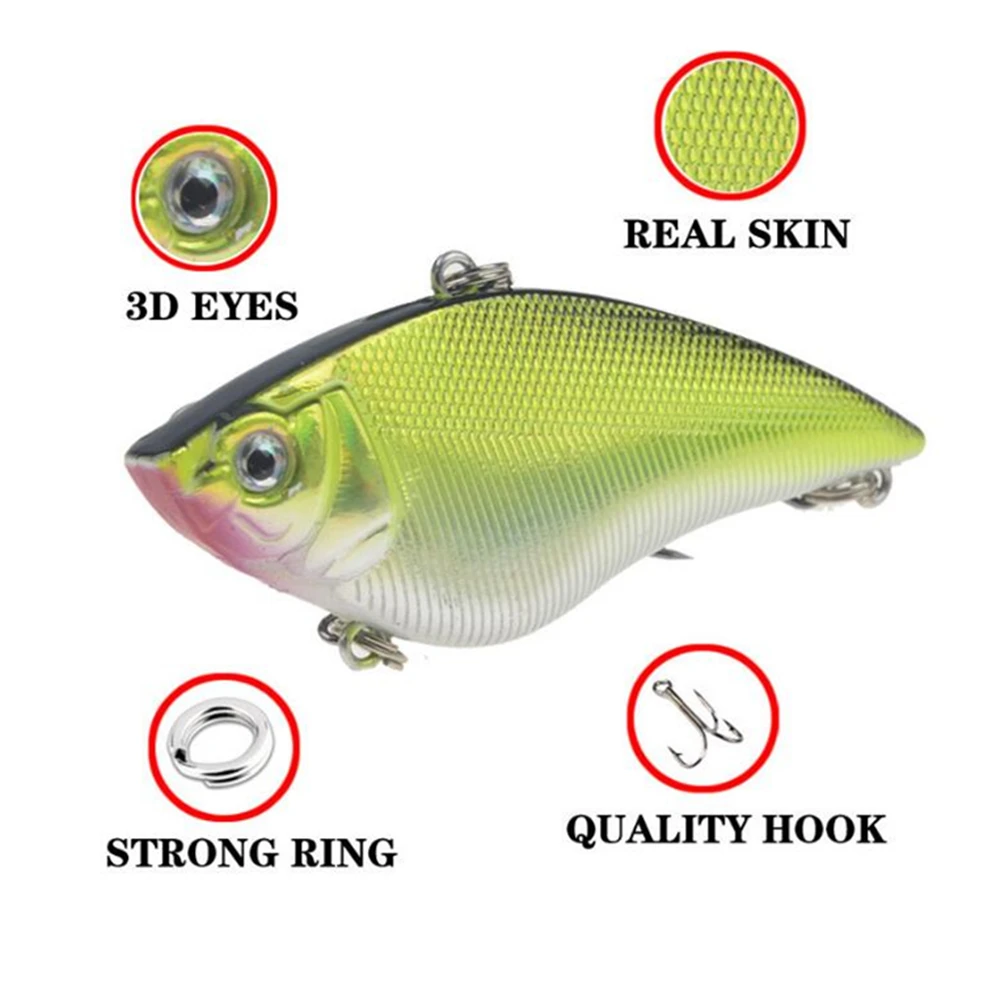 1pcs Sinking VIB Fishing Lure 16g 7cm Vibration Vibe Rattle Hooks Baits Crankbaits Wobbler Fishing Jig Wing Tackle