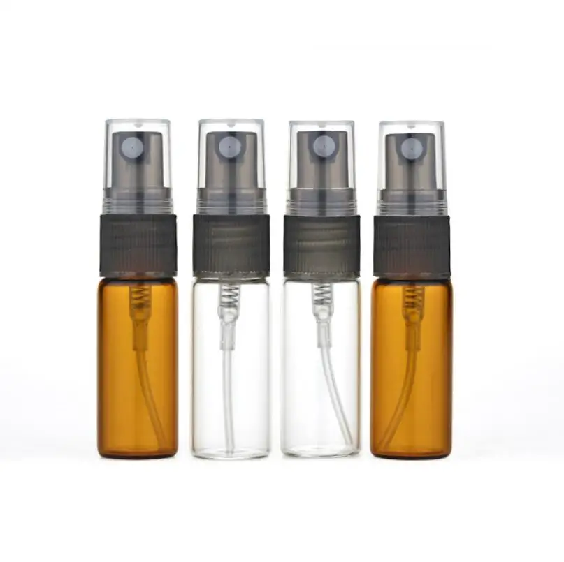5ml Amber Small Refillable Perfume Spray Bottle Travel Transparent Glass Fragrance Container Free Shipping LX2892