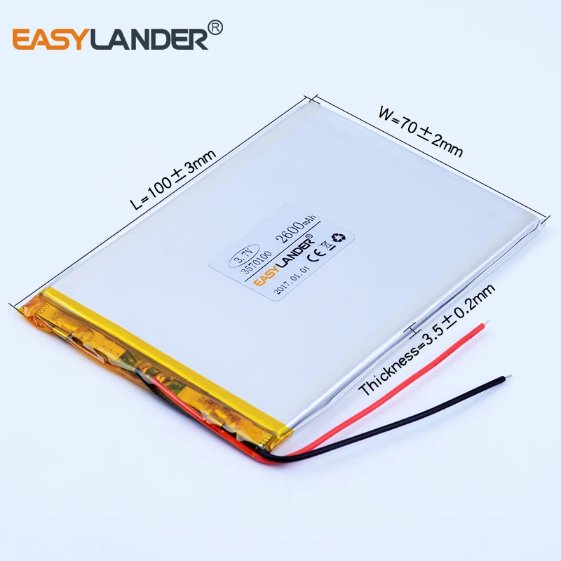 3pcs/Lot  3.7V 2600mAh 3570100 Rechargeable  li Polymer Li-ion Battery For seven inches tablet iPAQ E-Book  PDA Portable DVD