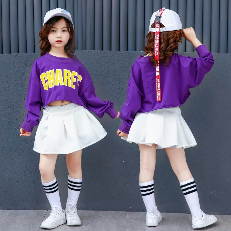 Girls Hip Hop Dance Skirt Ballroom Clothes for Boys Girls Jazz Dancing White Skirt Children Dancewear Clothing Stage Costumes