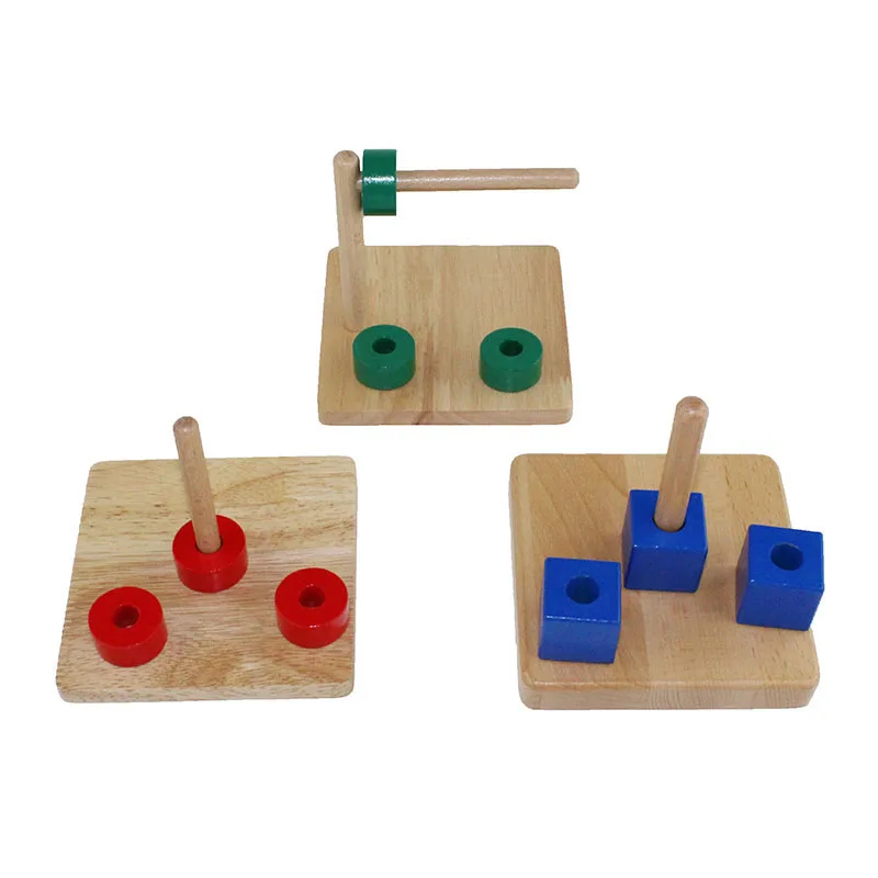 Montessori Toys For Children Early Educational Preschool Training Toys Discs on Dowel Set