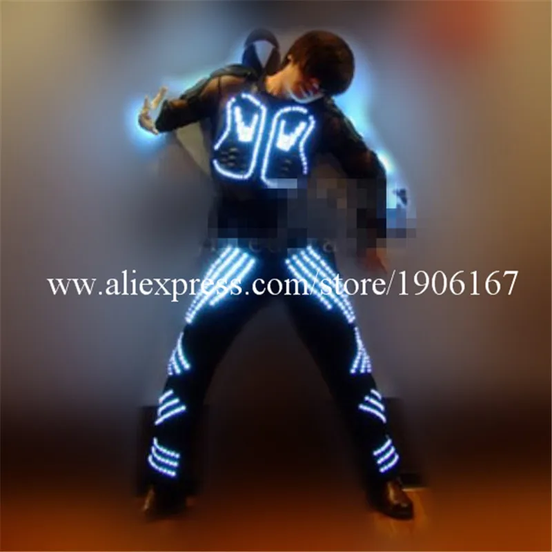 Led Dance Performance Stage Clothes Full-body Led Costume Luminous Light Up Robot Suit For Men Free Shipping