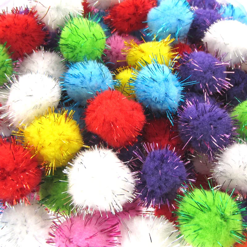 50pcs 3.cm Mixed Glitter pompoms soft pom poms balls Arts Toys DIY Craft Supplies Sewing Fabric pompoms wedding Home Decoration