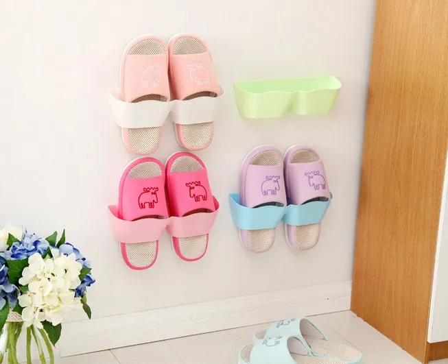 1PC Home Sticky Wall Shoe Rack Plastic Wall Hanging Shoes Storage Holder Door Shelter Household Living Room Rack LF 137