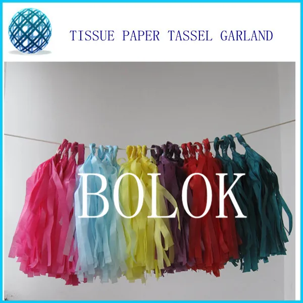 14inch/35cm long, 25cm width 100pcs/lot Tissue Tassel Garlands Paper Garland banners DIY kits