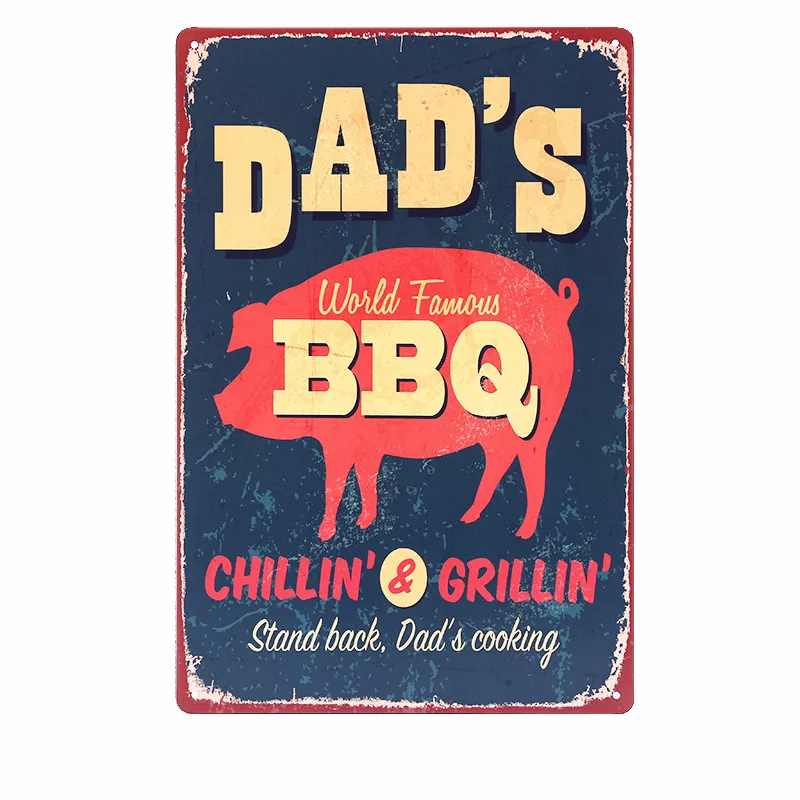 DAD'S BBQ Bestes Fleisch Retro Plaque Wand dekor, Pub Küche Home Grill Menü, Vintage Metalls childer, Grill Zeit Poster, N075 – Detail 1