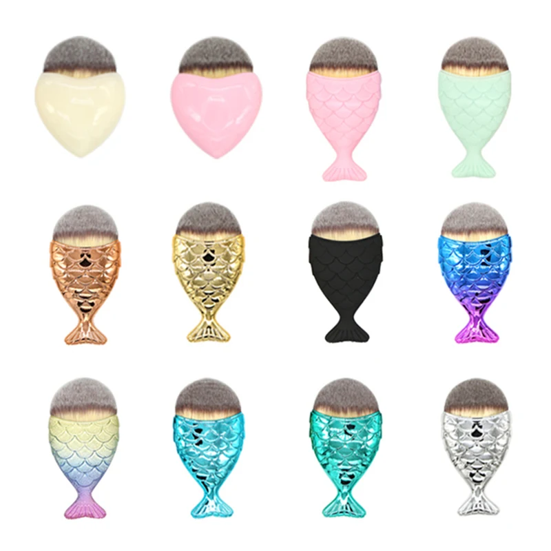 Professional 1 Pcs Mermaid Shape Makeup Brush Foundation Fish Shape Brush Makeup Cosmetic Tools Powder Face Brushes Big Size