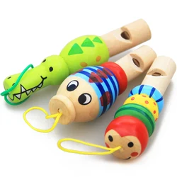 1Pc Infant Pfeifen Spielzeug Holz Zufällige Farbe Spielzeug Cartoon Tier Pfeife Pädagogisches Musik Instrument Spielzeug für Baby Kinder Kinder