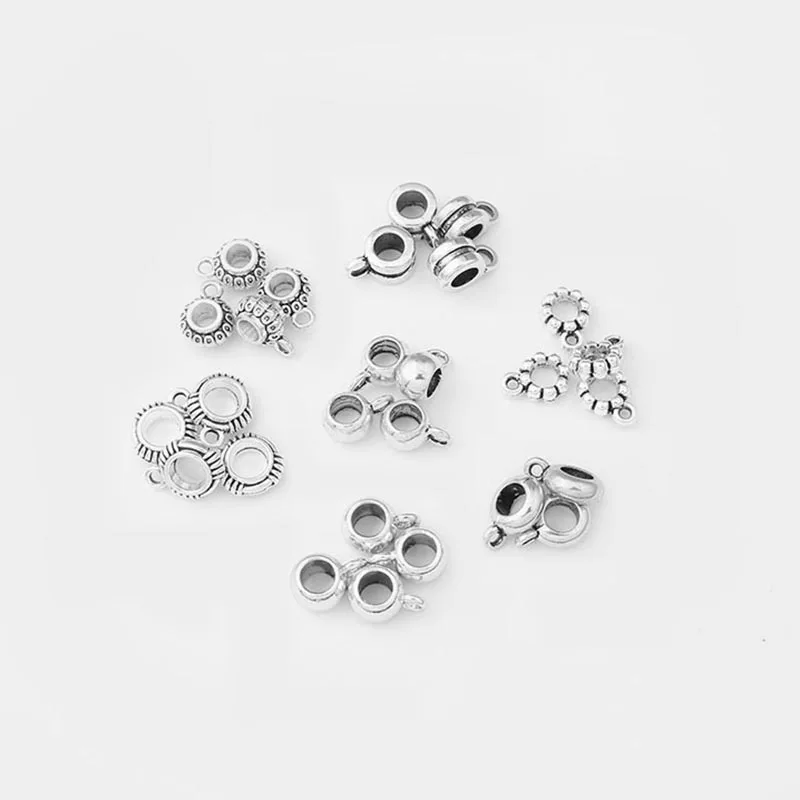 

30pcs Round Slider Beads Spacer Bail For 3mm/4mm/5mm Round Leather Cord Bracelet Necklace Jewelry Material