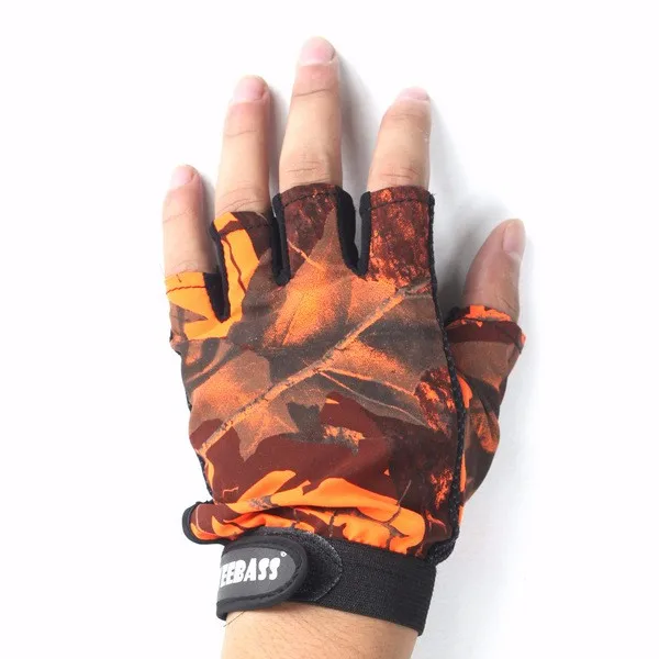 Camouflage Fishing Gloves Half-Finger Three Five Fingers Cut Professional Night Lure Glove Anti-skidding