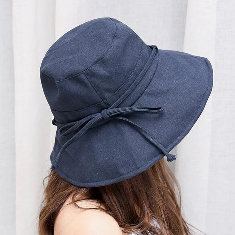 new cotton Beach Bow Hats For Women Hat Female Lady Bucket Hat hat summer woman Anti-UV Panama Summer Sun Cap Viseira