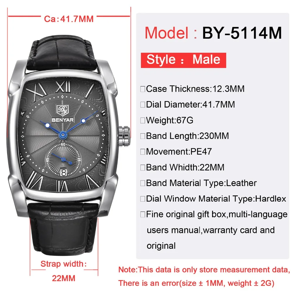 BENYAR Brand Luxury Men\'s Watch Date 30m Waterproof Clock Male Casual Quartz Watches Men Wrist Sport Watch erkek kol saati