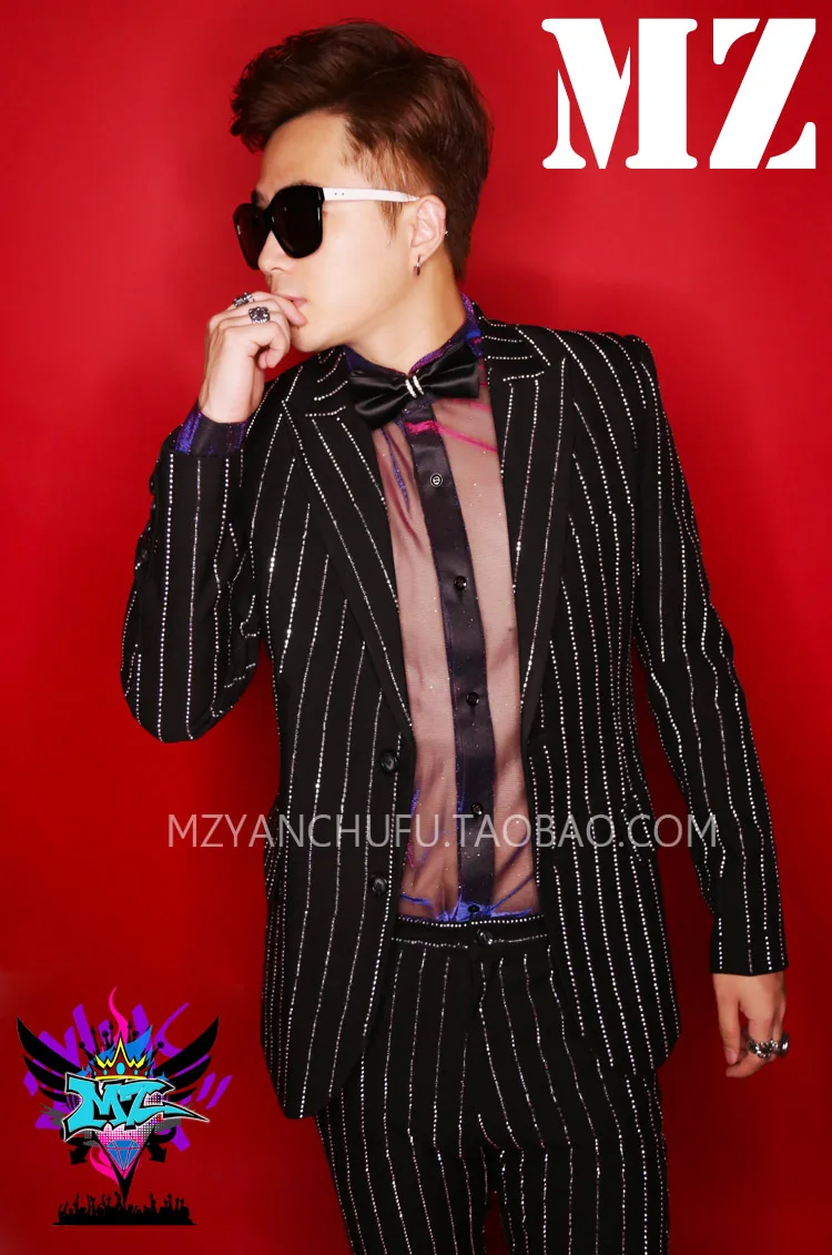 S-XL!!Exclusive Europe and the United States shows a male singer fashion all the manual plating silver ShanZuan suit costumes