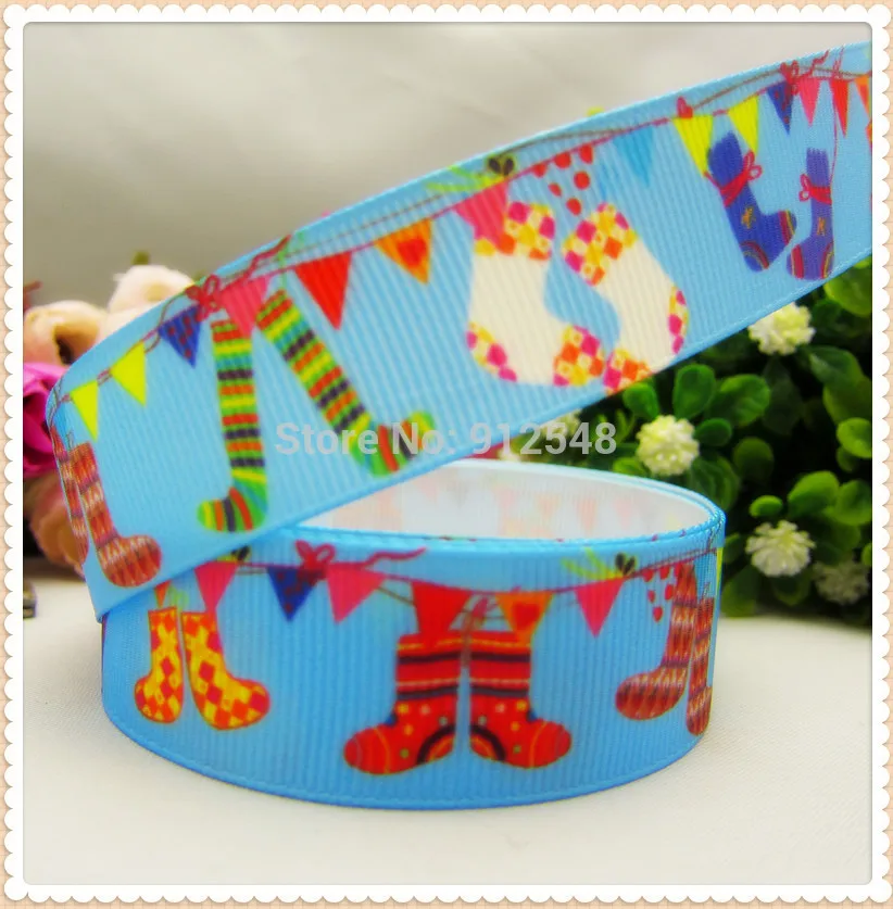 YJHSMY 1493165, 9Style 5yard/lot 22/25mm Christmas Series Printed grosgrain ribbon, DIY handmade,headwear accessories, wedding