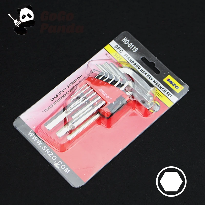 Kostenloser Versand 9 IN 1 Standard Typ Hex Schlüssel Wrench Set CRV Material 1,5 2 2,5 3 4 etc. HO-0119