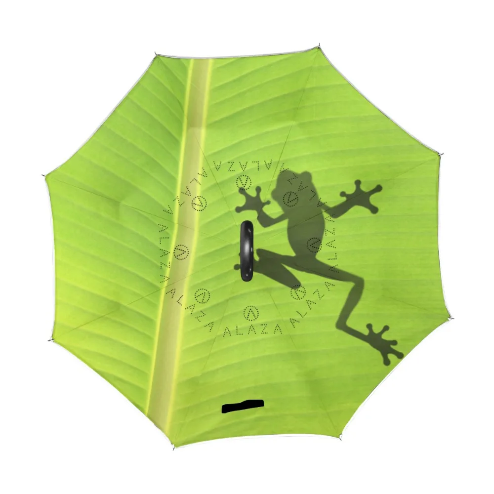 DropShipping Frog Windproof Reverse Folding Double Layer Inverted Chuva Umbrella Self Stand Rain Protection C-Hook Hands For Car