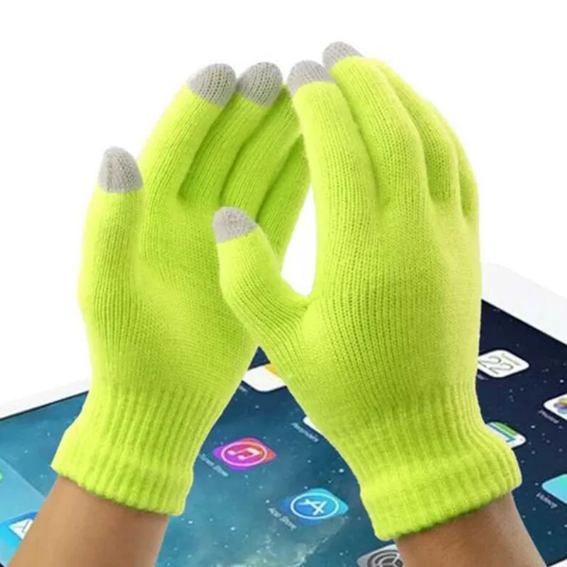 Female Winter Autumn Warm Cute Touch Screen Acrylic Stretch Knit Gloves Men Women Fashion Full Finger Mittens Wool Gloves B51