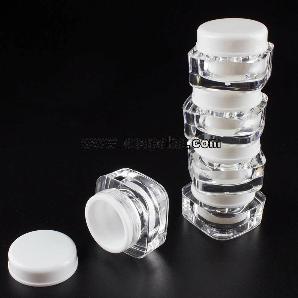 online sale 5ml empty small jar, plastic container manufacturer, 5ml square shape packaging cosmetici, 5ml makeup containers