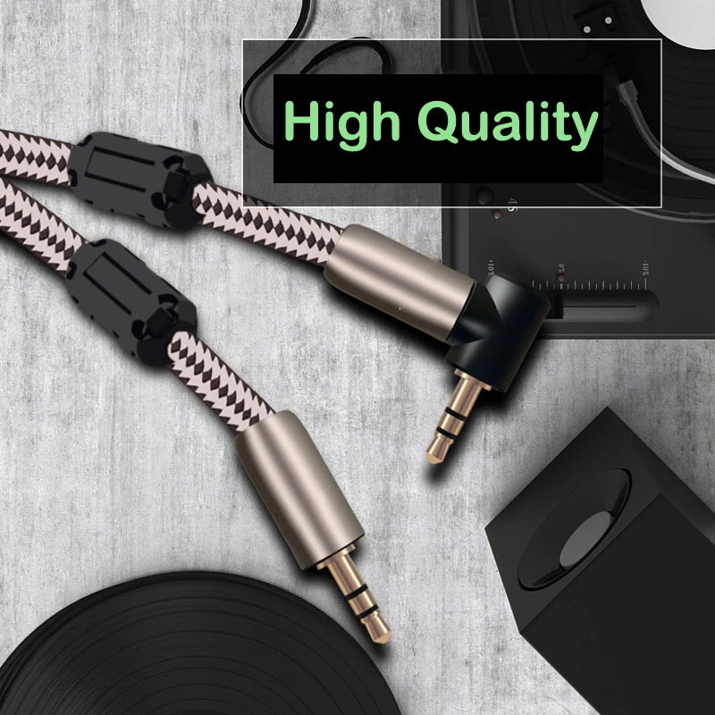 Winaqum90度直角フラット3.5ジャックオスauxオーディオデータケーブル補助iphone用。レコードコードステレオヘッドフォンカー