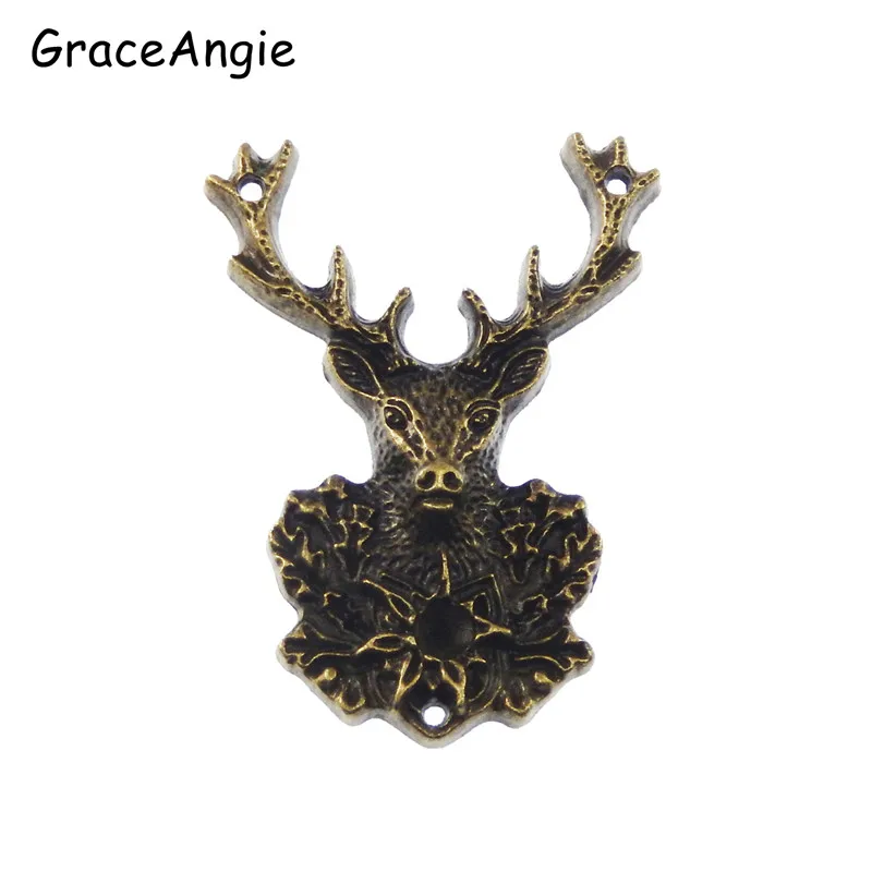 3pcs Antique Bronze Tone Deer Charms Necklace Pendant Jewelry Accessories Making Man Women Retro Style Jewelry 51*38*7mm 50703