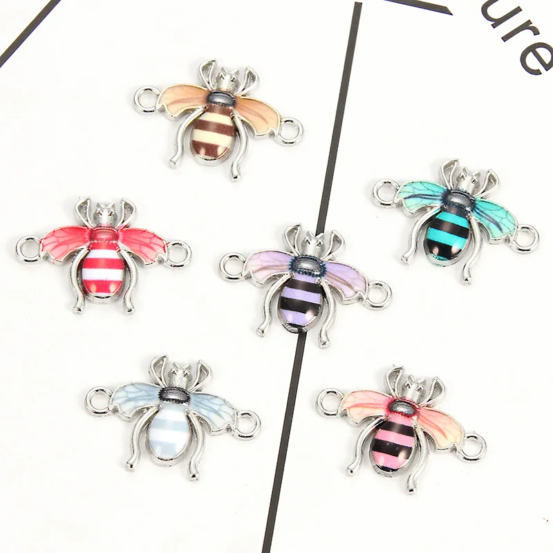 10pcs Colorful Random Bee Enamel Alloy Connectors Bracelets Charms For DIY Necklace Accessories Fashion Jewelry Finding