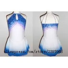 

Custom Ice Skating Dresses Women Competition Figure Skating Dresses Blue Girls Ice Skating Dress White 2018 Free Shipping V4