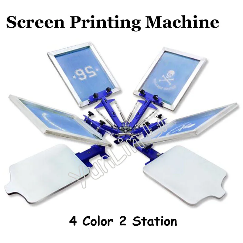 4 Color 2 Station T-shirt Screen Printing Machine T-shirt Printer Press Equipment 55*45cm DIY T-Shirt TJ