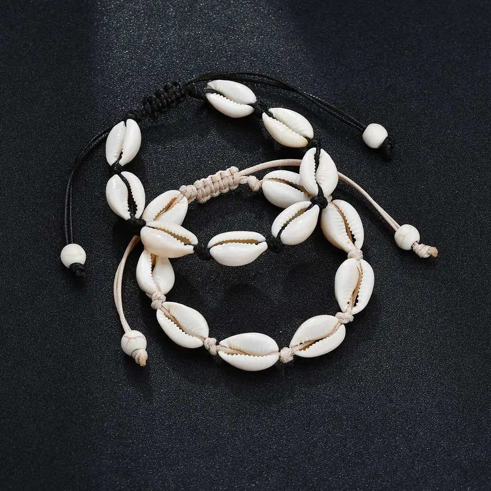 Hot Sale Handmade Natural Seashell Hand Knit Bracelet Shells Bracelets Women Accessories Beaded Strand Bracelet