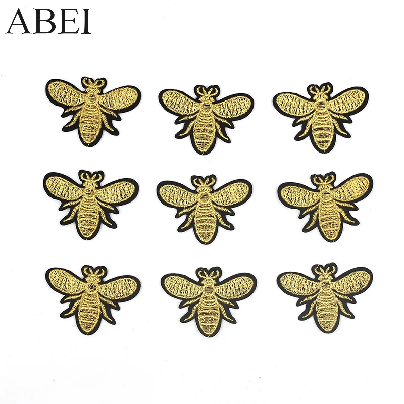 10pcs/lot quality Embroidered Gold Insect Patches Iron On Fashion Clothes Backpack Jeans Stickers Diy Sewing Animal Appliques