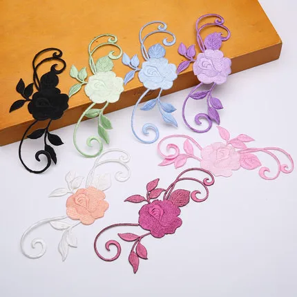 Clothing Fabric Patch Applique Make Up Holes Stick Embroidery Flower Queen With Gum Manual DIY Accessories