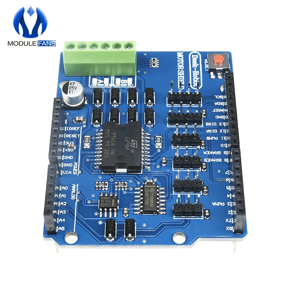 L298P L298 Schild R3 DC Motor Treiber Shield Board Modul 2A Dual Full Bridge H-Brücke 2 Weg für Arduino r3 Relais 5V 12V – Detail 9